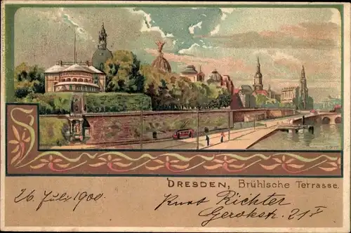 Litho Dresden Altstadt, Brühlsche Terrasse