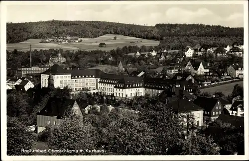 Ak Oberschlema Bad Schlema im Erzgebirge Sachsen, Kurhaus, Blick auf Stadt und Umgebung