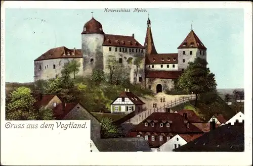 Ak Mylau Reichenbach im Vogtland, Kaiserschloss, Totalansicht