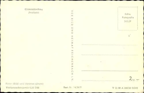 Ak Crimmitschau in Sachsen, Postamt