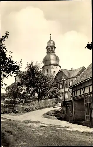 Ak Niederalbertsdorf Langenbernsdorf in Sachsen, Kirche und Schule