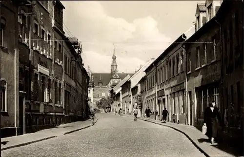 Ak Dahlen in Sachsen, Bahnhofstraße mit Blick zum Rathaus