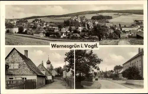 Ak Wernesgrün Steinberg im Vogtland, Straßenpartie, Panorama