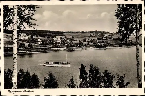 Ak Malter Dippoldiswalde im Osterzgebirge, See der Talsperre, Ausflugsboot, Ortschaft