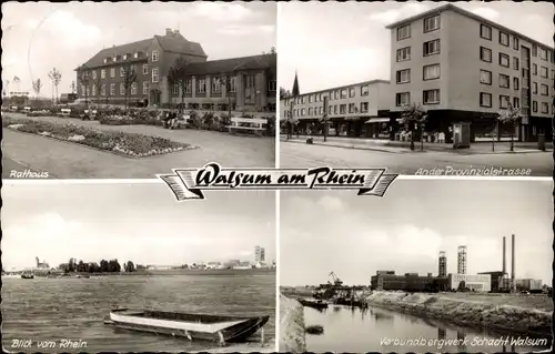 Ak Walsum Duisburg im Ruhrgebiet, Rathaus, Provinzialstraße, Verbundbergwerk Schacht Walsum