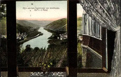 Ak Alf an der Mosel, Blick aus dem Jagdzimmer von Waldfrieden