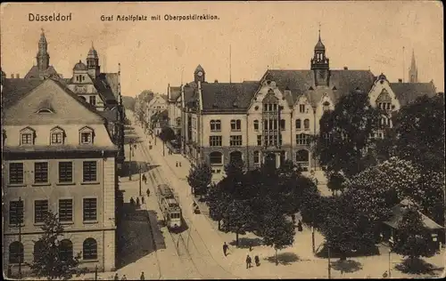 Ak Düsseldorf am Rhein, Graf Adolfplatz, Oberpostdirektion