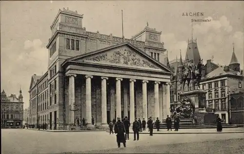 Ak Aachen in Nordrhein Westfalen, Stadttheater, Denkmal