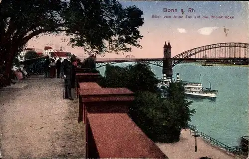Ak Bonn am Rhein, Blick vom Alten Zoll auf die Rheinbrücke