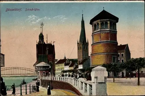 Ak Düsseldorf am Rhein, Schloß-Ufer, Brücke