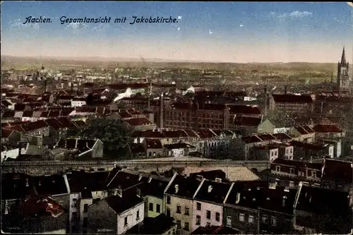 Ak Aachen in Nordrhein Westfalen, Gesamtansicht mit Jakobskirche