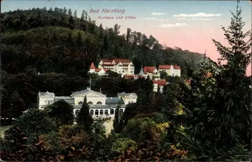 Ak Bad Harzburg, Kurhaus und Villen, Berghang, Bäume