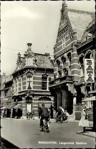 Ak Winschoten Groningen Niederlande, Langestraat Stadhuis