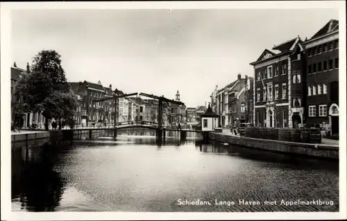 Ak Schiedam Südholland Niederlande, Lange Haven met Appelmarktbrug