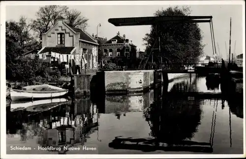 Ak Schiedam Südholland Niederlande, Hoofdbrug Nieuwe Haven