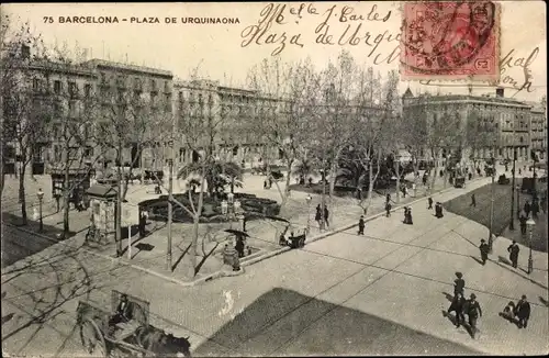 Ak Barcelona Katalonien Spanien, Plaza de Urquinaona