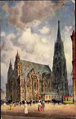 Künstler Ak Wien 1 Innere Stadt, Stephanskirche, Kutsche