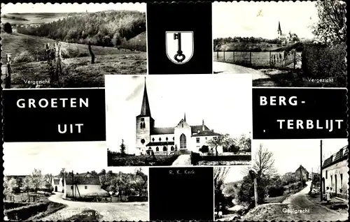 Ak Berg en Terblijt Limburg Niederlande, Geulgracht, Vergezicht, R. K. Kerk