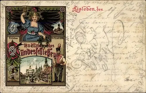 Litho Lutherstadt Eisleben, 18. Mitteldeutsches Bundesschießen 1899