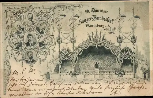 Ak Naumburg an der Saale, 20. Thüringer Sängerbundesfest 1899, Sänger, Kaiser Wilhelm II
