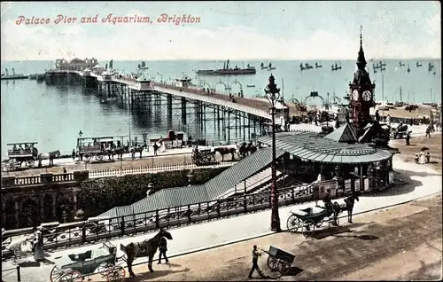 Ak Brighton East Sussex England, Palace Pier and Aquarium