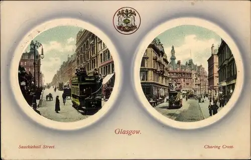 Passepartout Ak Glasgow Schottland, Sauchiehall Street, Charing Cross
