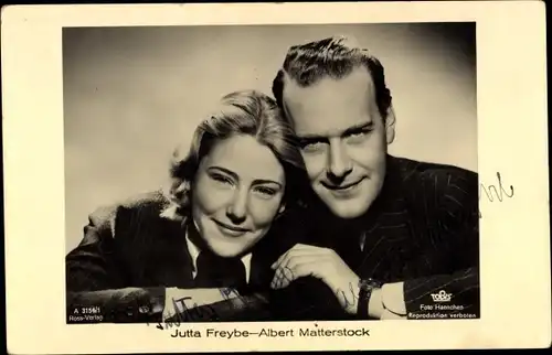 Ak Schauspieler Jutta Freybe und Albert Matterstock, Ross A 3154 1, Autogramm