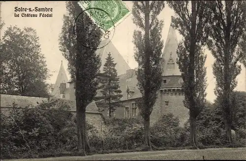 Ak Solre sur Sambre Wallonien Hennegau, Château Féodal