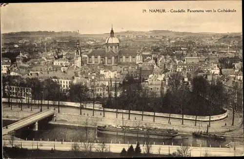 Ak Namur Wallonien, Citadelle, Panorama vers la Cathédrale