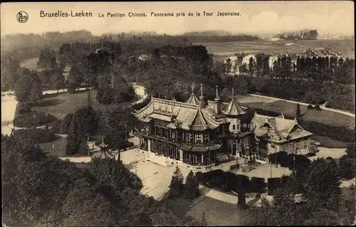 Ak Laeken Bruxelles Brüssel, le Pavillon Chinois, Panorama pris de la Tour Japonaise