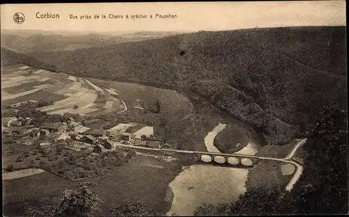 Ak Corbion Bouillon Wallonien Luxemburg, Vue prise de la Chaire a precher a Poupehan