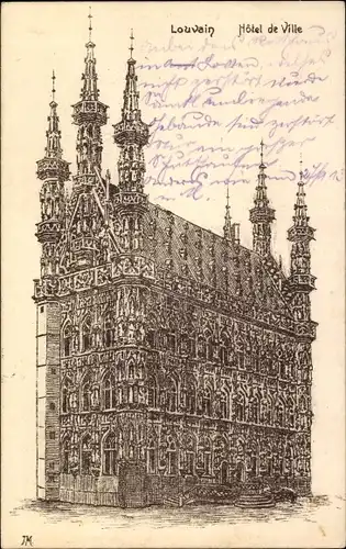 Künstler Ak Louvain Leuven Flämisch Brabant, Hotel de Ville