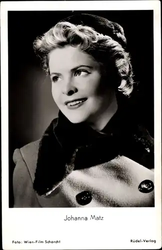 Ak Schauspielerin Johanna Matz, Ich tanze mit die in den Himmel hinein, Portrait