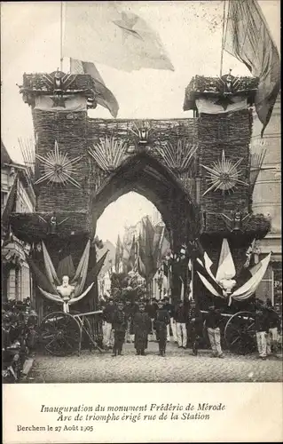 Ak Berchem Flandern Antwerpen, Inauguration du monument Frederic de Merode, Arc de triomphe
