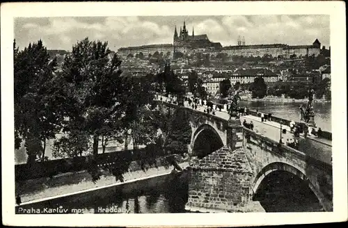 Ak Praha Prag Tschechien, Hradčany Hradschin, Karlsbrücke