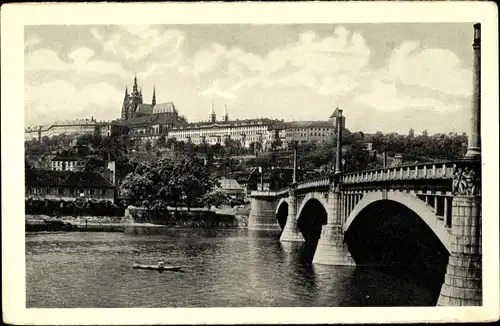 Ak Praha Prag Tschechien, Hradčany Hradschin, Manesbrücke