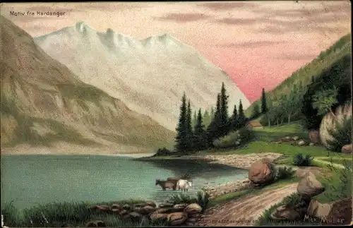 Künstler Ak Max, Müller, Hardanger Norwegen, Landschaft