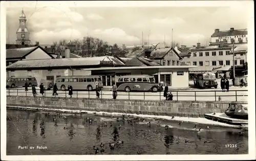 Ak Falun Schweden, Bushaltestelle, Hotel