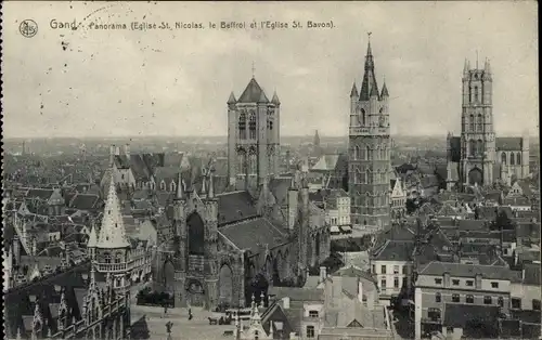 Ak Gand Gent Ostflandern, Panorama, Eglise St. Nicolas, le Beffroi, Eglise St. Bavon