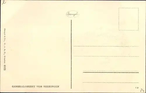 Künstler Ak Generaloberst Josias von Heeringen, Portrait, Stengel 49135
