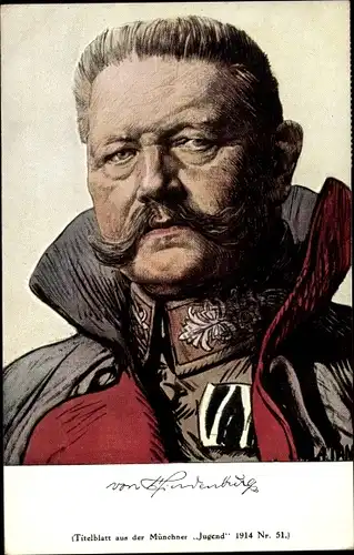 Künstler Ak Jank, A., Generalfeldmarschall Paul von Hindenburg, Uniform