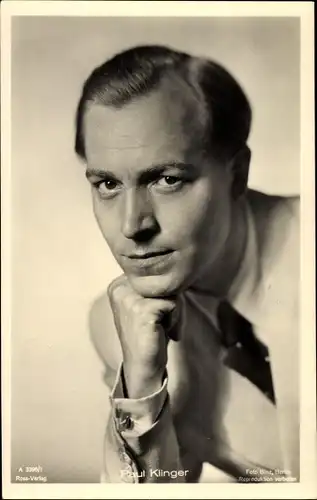 Ak Schauspieler Paul Klinger, Portrait, Ross A 3398/1, Autogramm