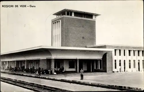 Ak Roșiori Roșiorii de Vede Rumänien, Gara, Bahnhof