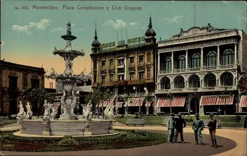 Ak Montevideo Uruguay, Plaza Constitucion, Club Uruguay
