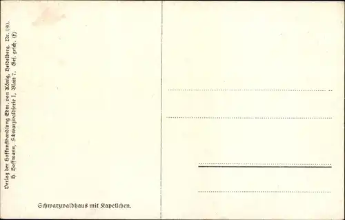 Künstler Ak Hoffmann, H., Schwarzwald, Schwarzwaldhaus mit Kapellchen