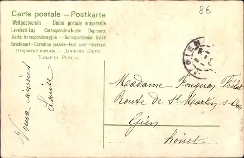 Litho Neujahr, Bonne Année, Kindergesichter in Rosenblüten