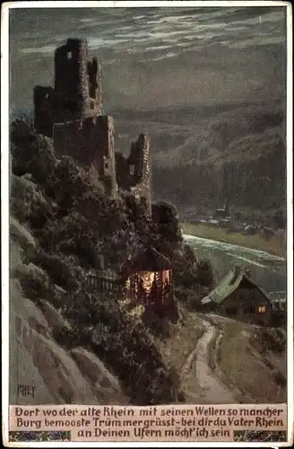 Lied Künstler Ak Hey, Paul, Volksliederkarte Nr. 97, Dort wo der alte Rhein mit seinen Wellen