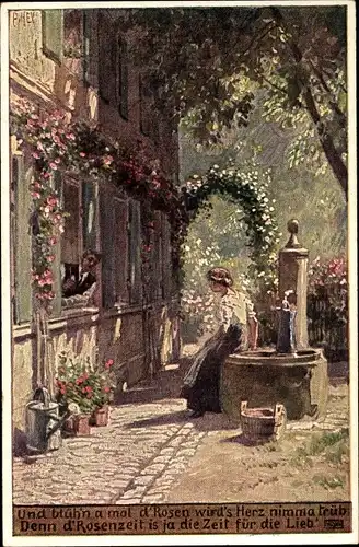 Lied Künstler Ak Hey, Paul, Volksliedkarte Nr. 48, Und blüh'n a mal d'Rosen