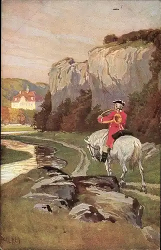 Lied Künstler Ak Hey, Paul, Volksliedkarte Nr. 22 Es blies ein Jäger wohl in sein Horn