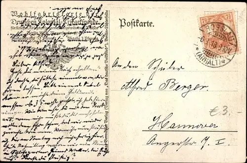 Künstler Ak Baluschek, H., Morgenrot, Morgenrot, Volkslied Nr. 16, Kolonialkriegerspende, Dt. Soldat